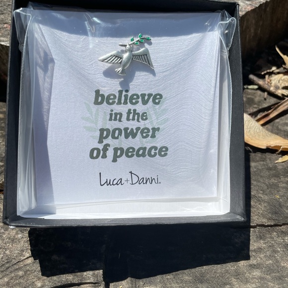 Luca + Dani Flying Peace Dove Olive Branch Silver over Brass Tac Pin - Picture 5 of 5